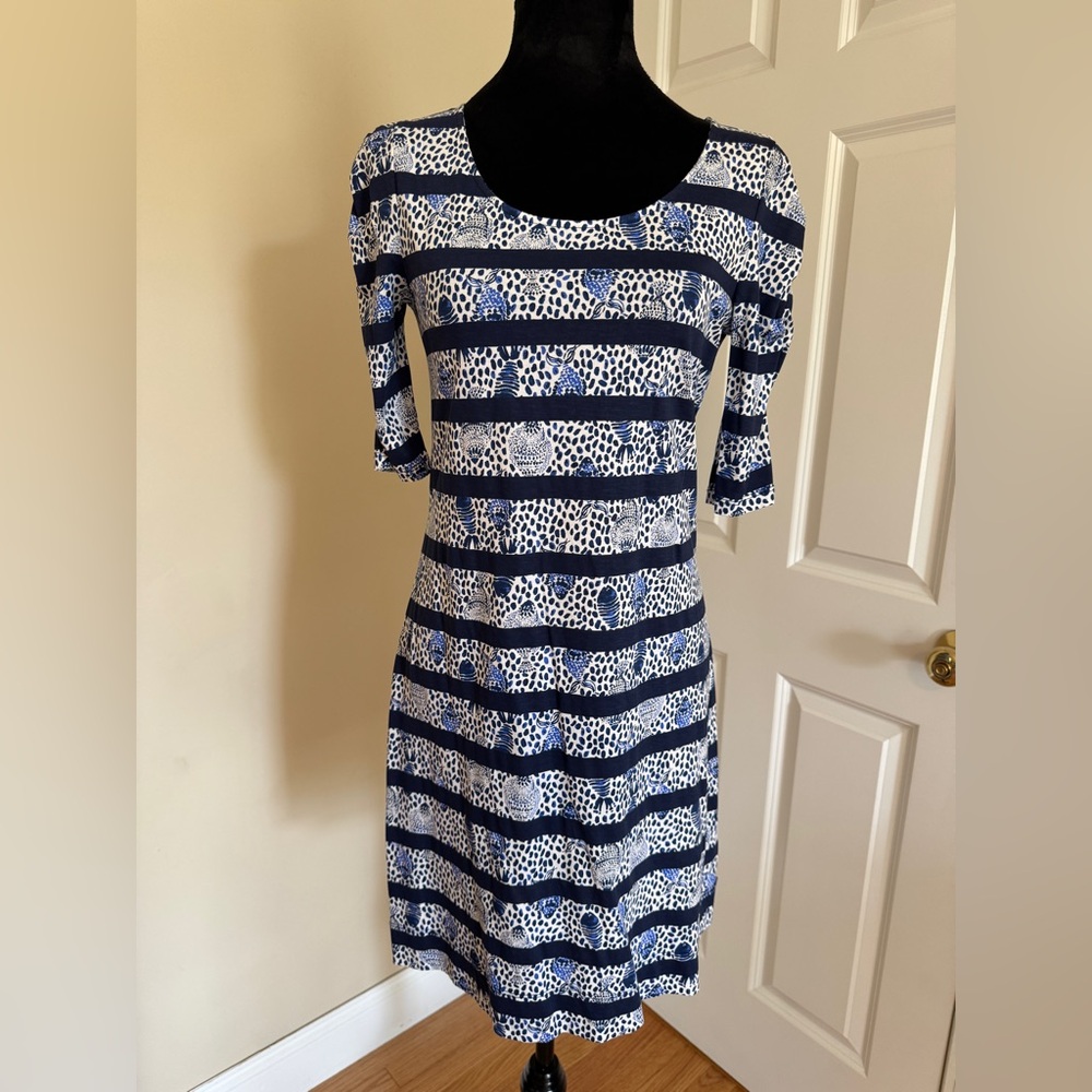 Lilly Pulitzer La Jolla High Tide Navy & White Striped Shell XS Cotton Dress